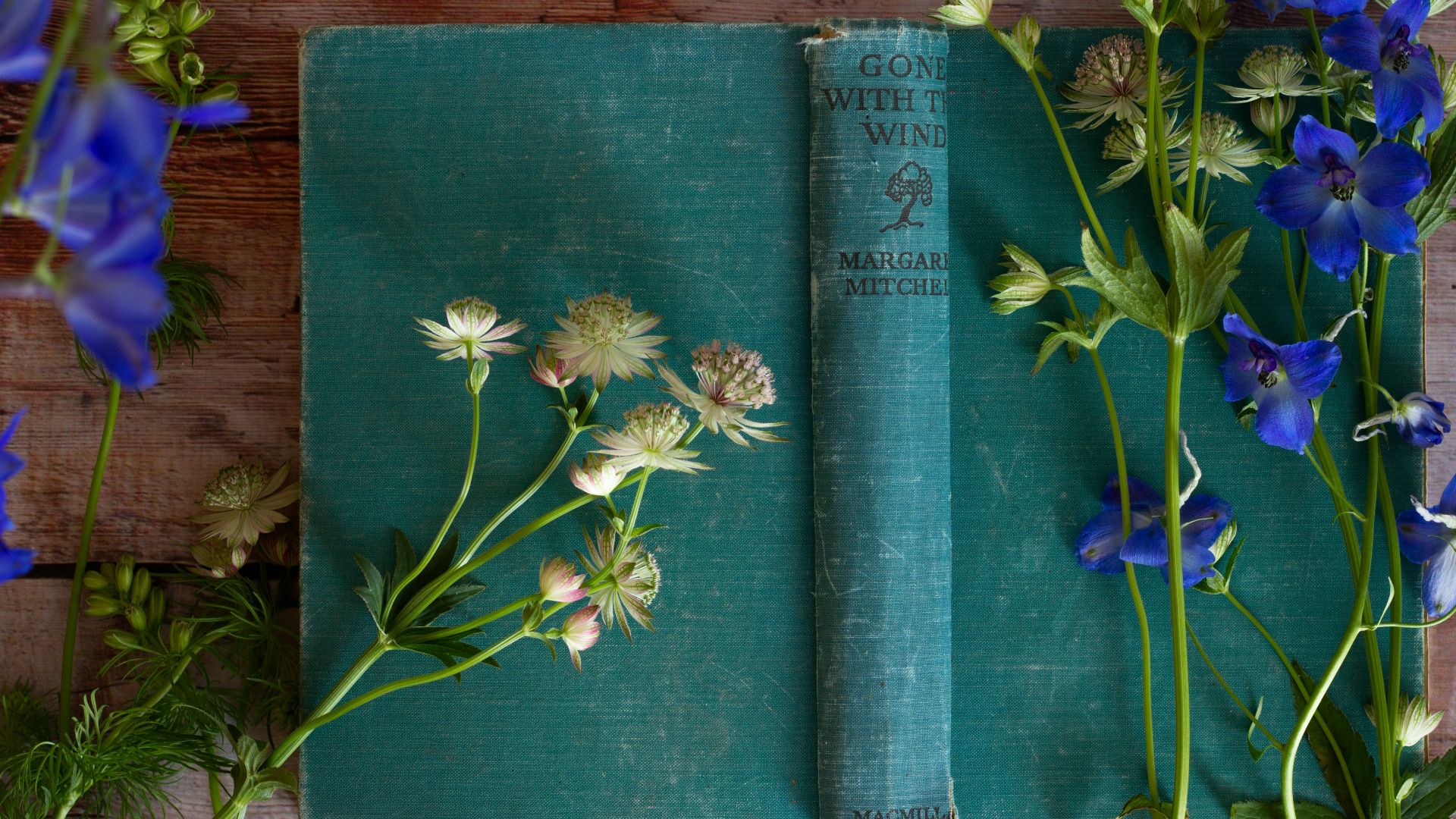 blue and yellow floral book