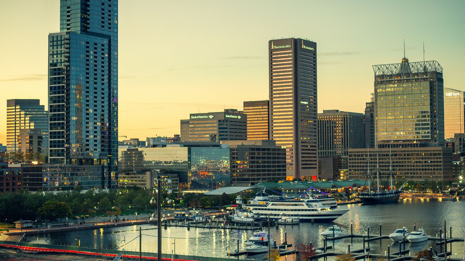 city skyline during night time