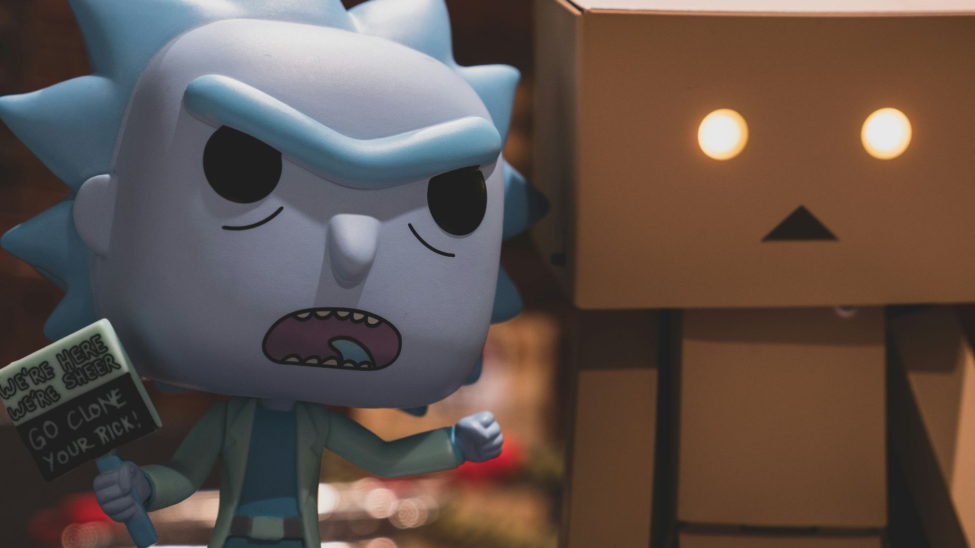 brown and blue robot toy