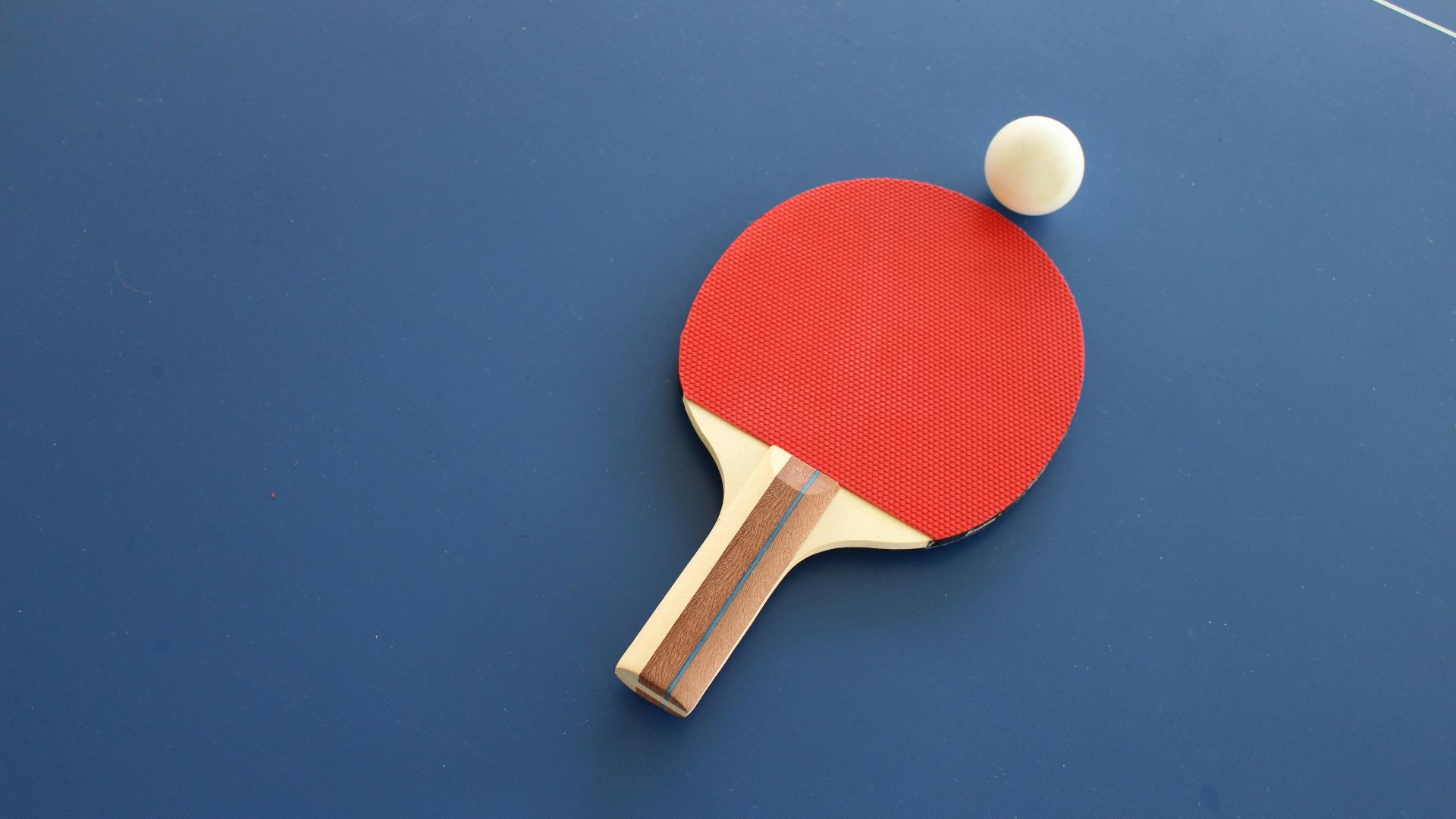 red and brown wooden table tennis racket