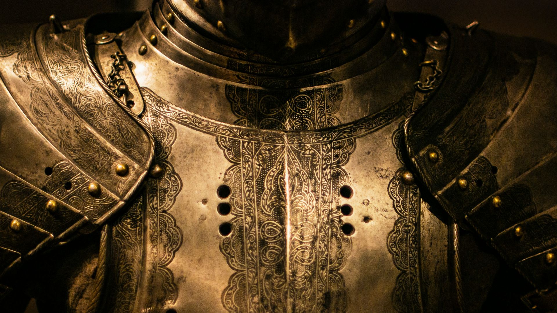 gray stainless steel armor