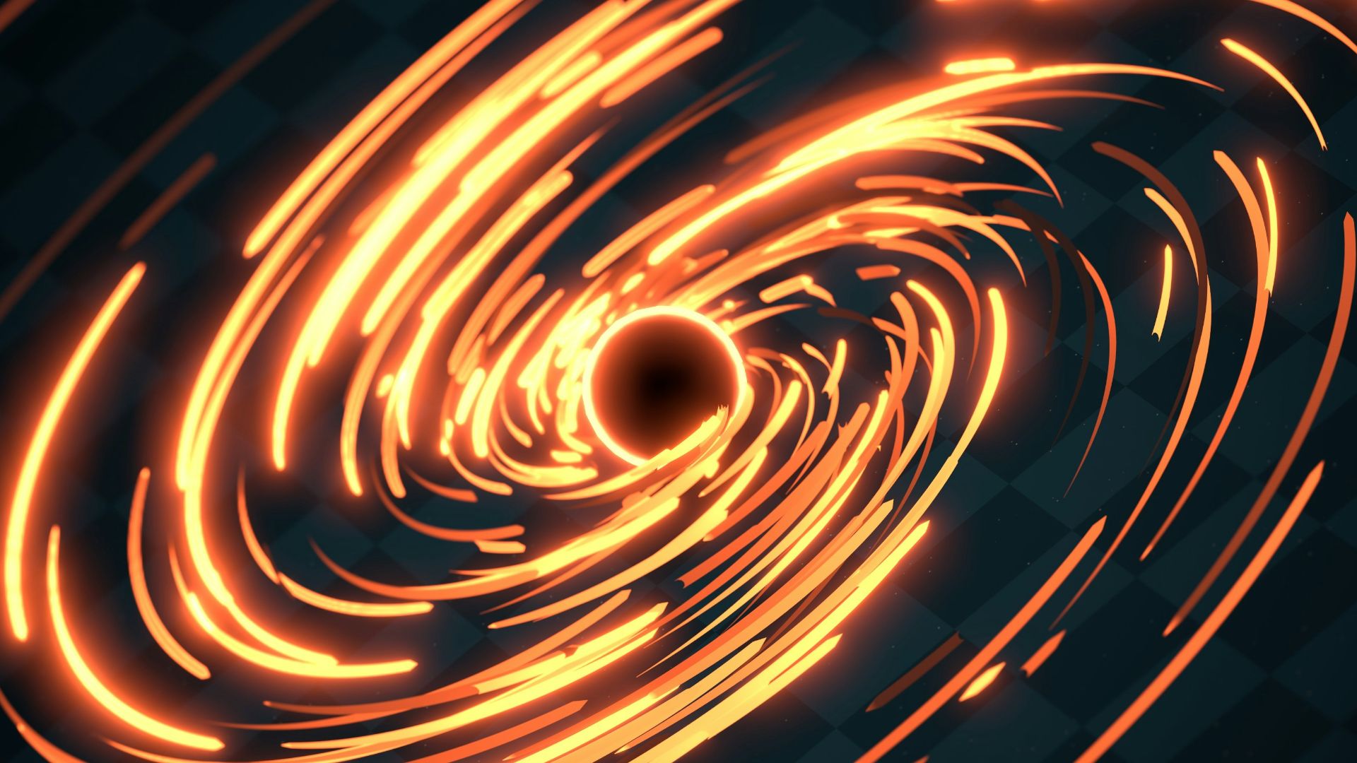 a black hole with orange lights in it
