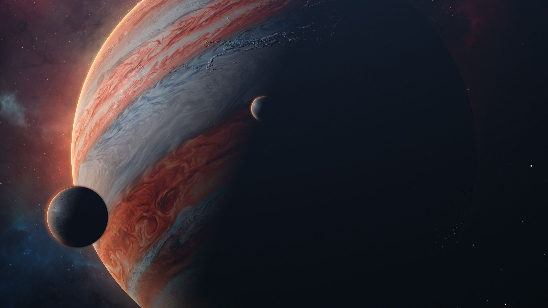 an artist's rendering of a planet with two planets in the background