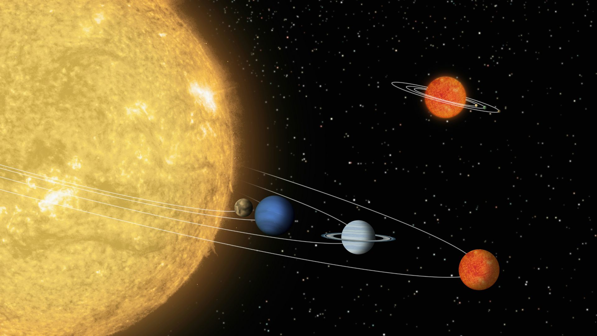 an artist's rendering of the solar system