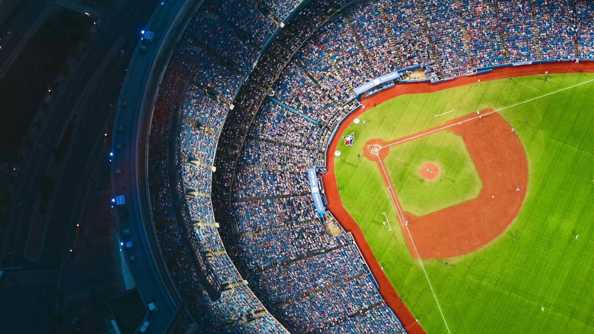 aerial photography of baseball stadium