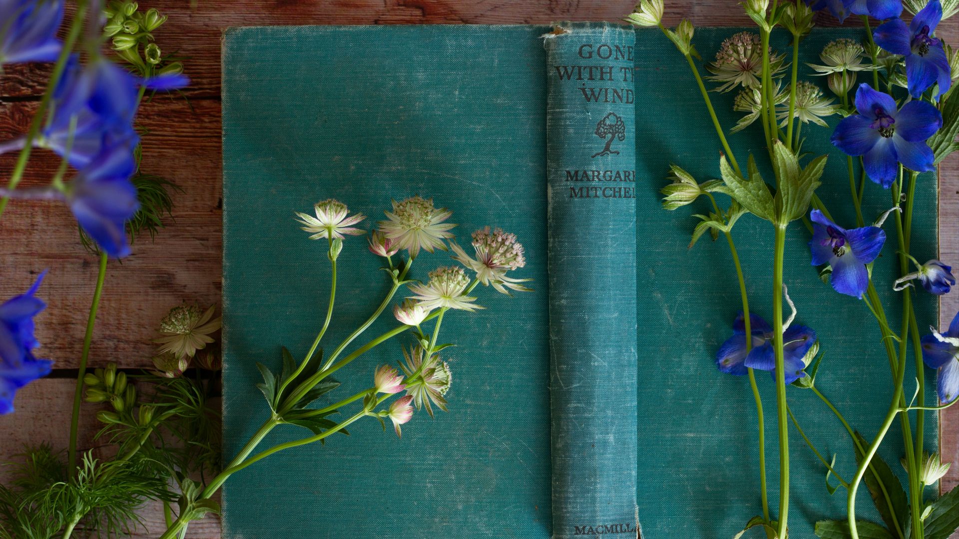blue and yellow floral book