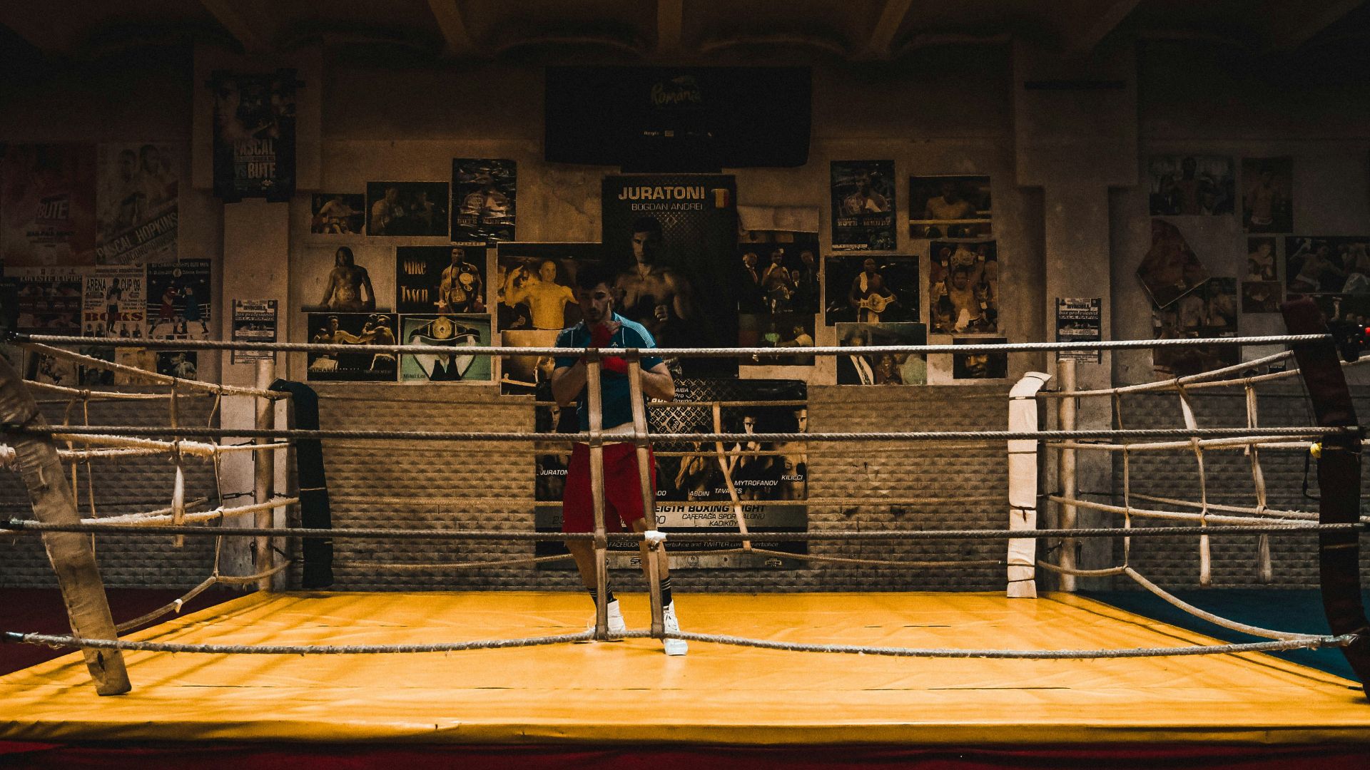 brown and gray boxing stage