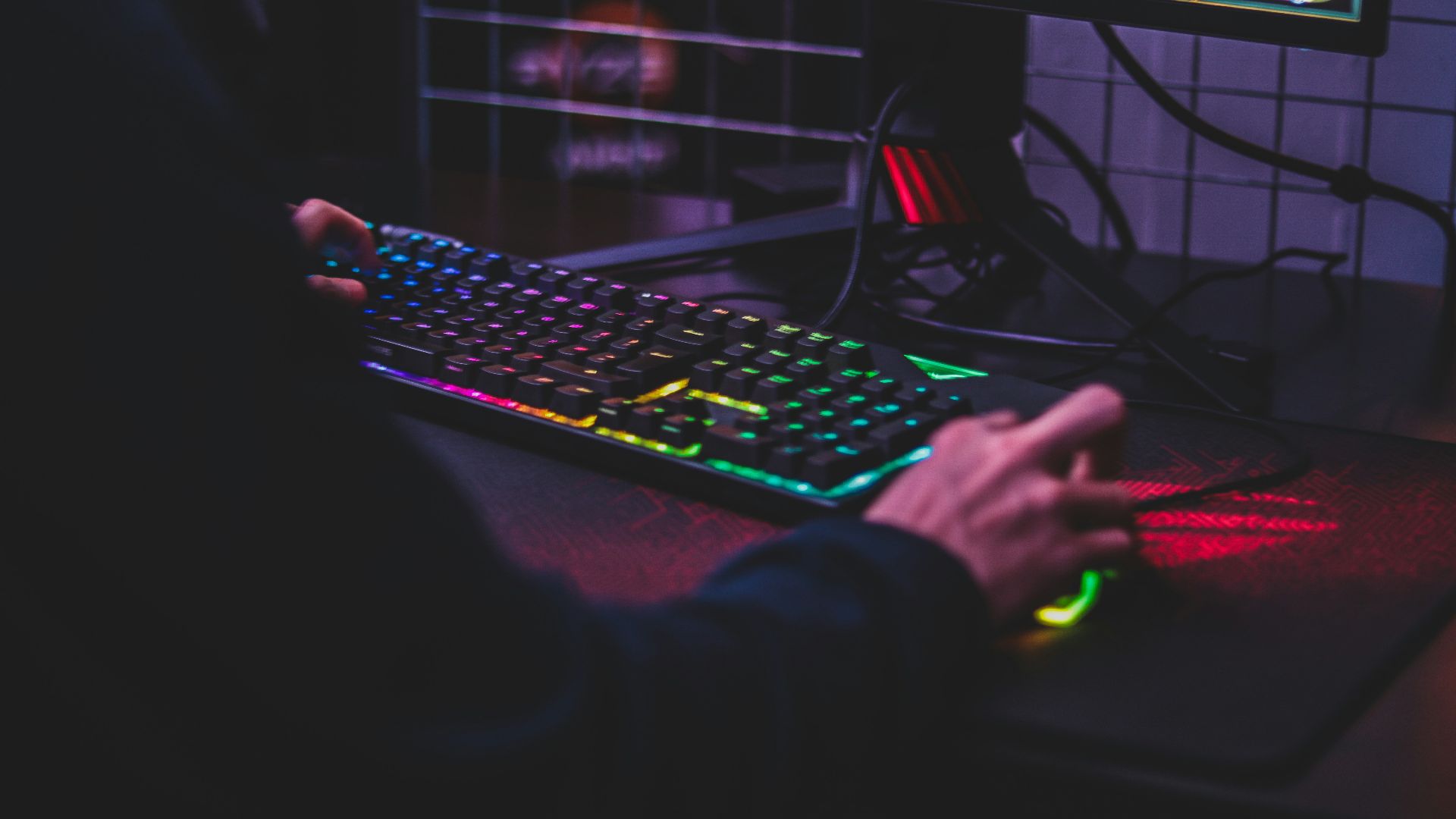 person using desktop computer