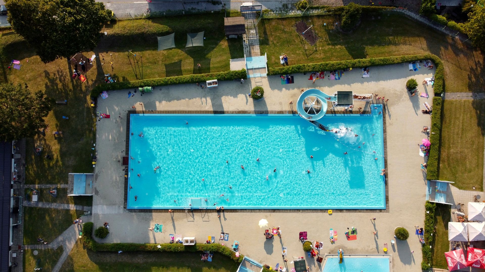aerial view of swimming pool
