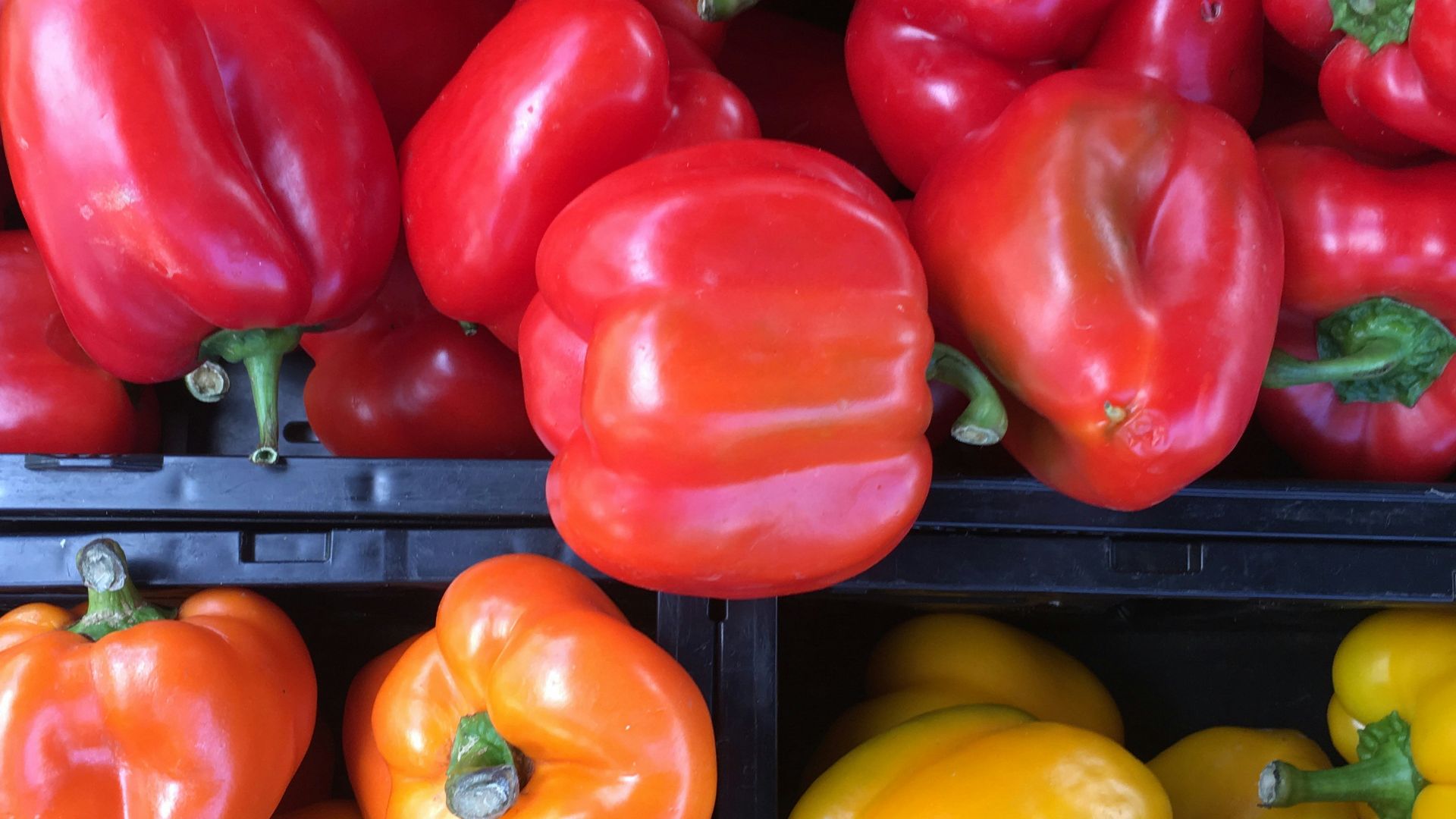 red and yellow bell peppers lot