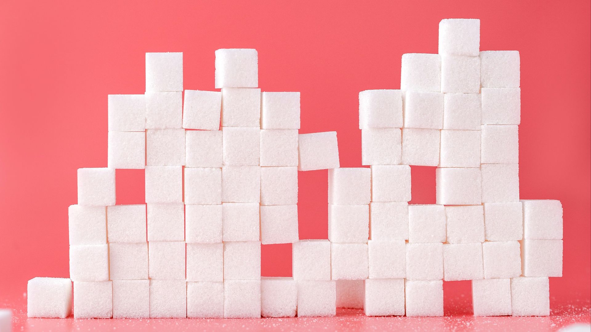 white sugar cube forming lines