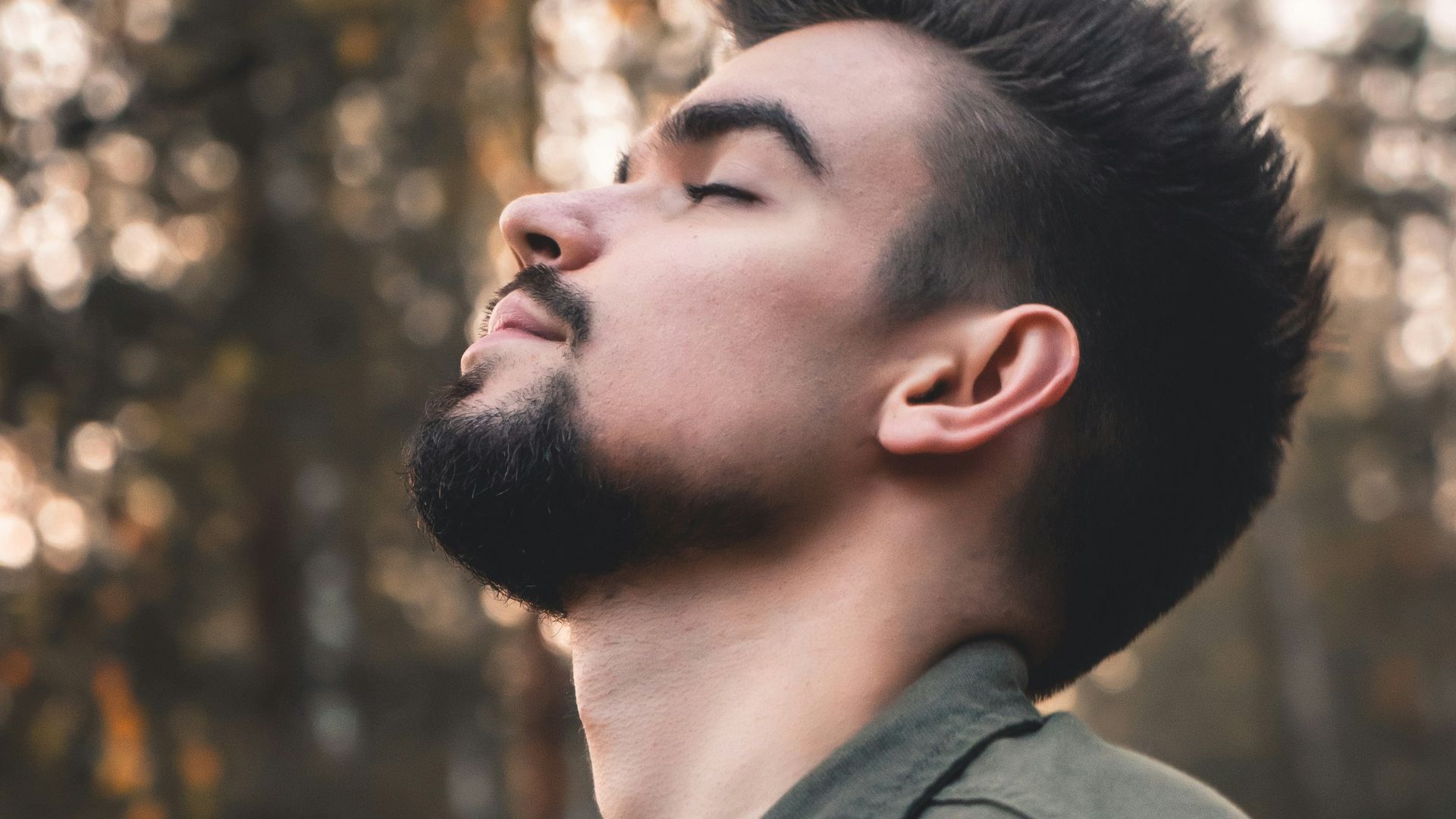 man in black leather jacket