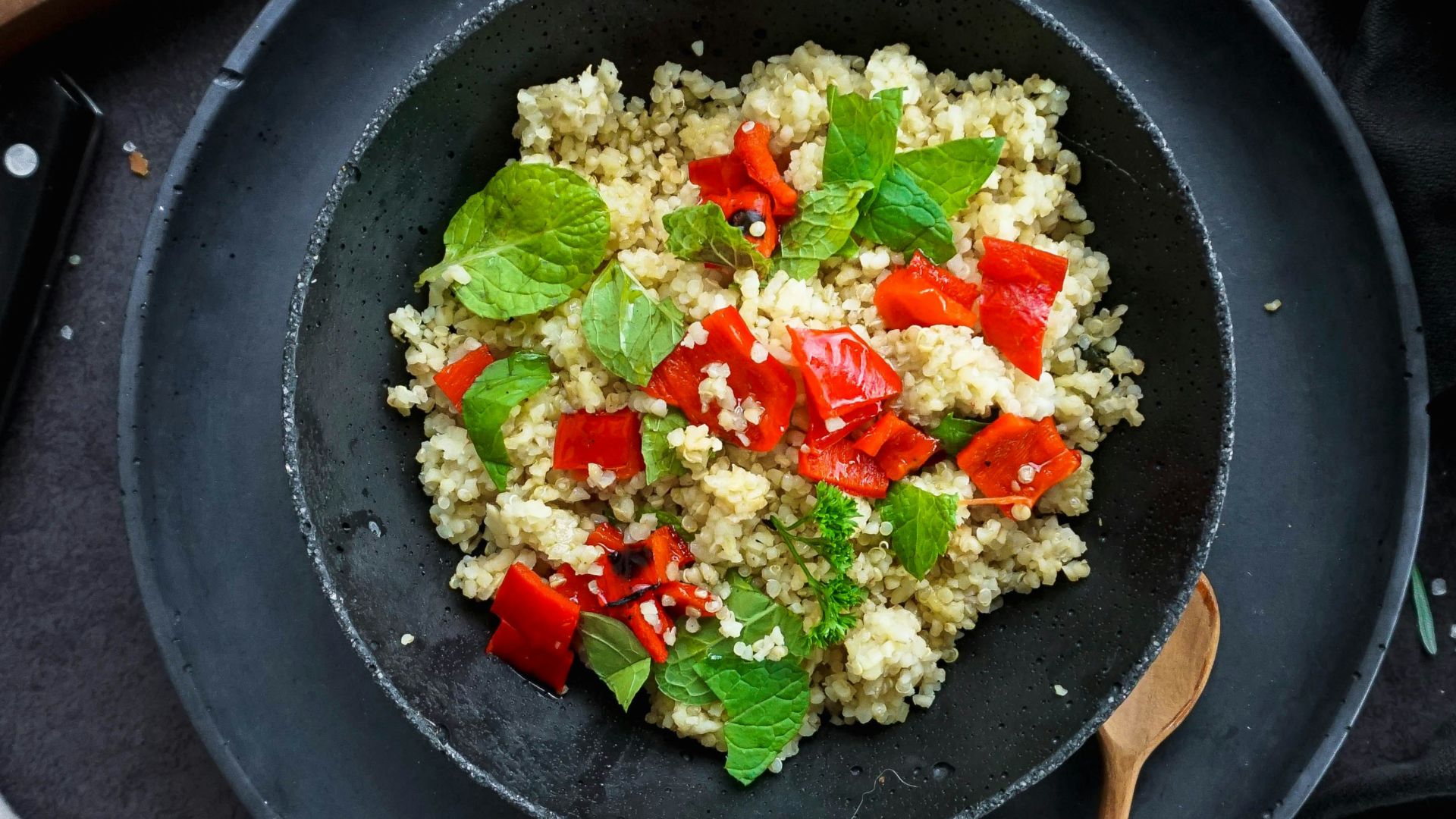cooked riced with green leafy