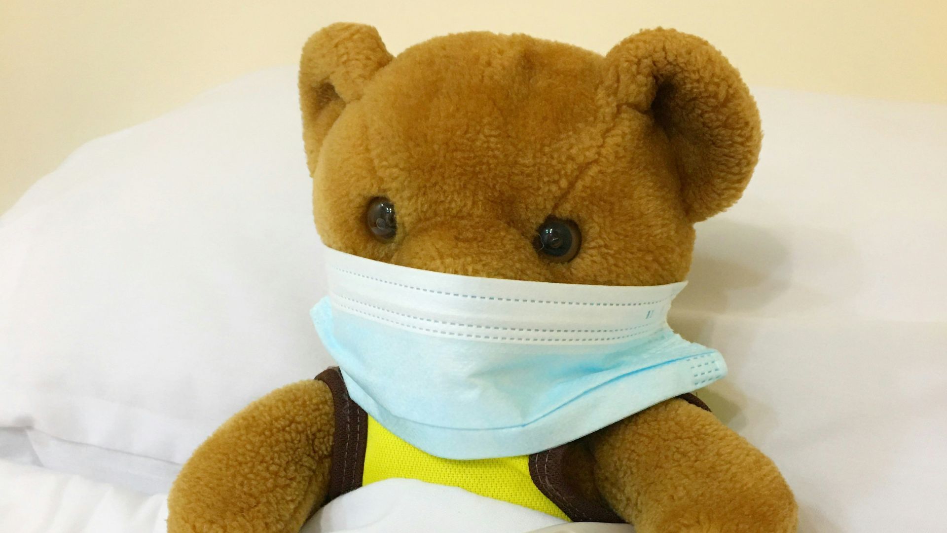 brown bear plush toy on white textile