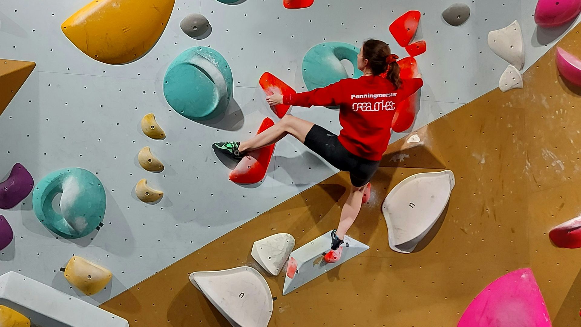 a person climbing a wall