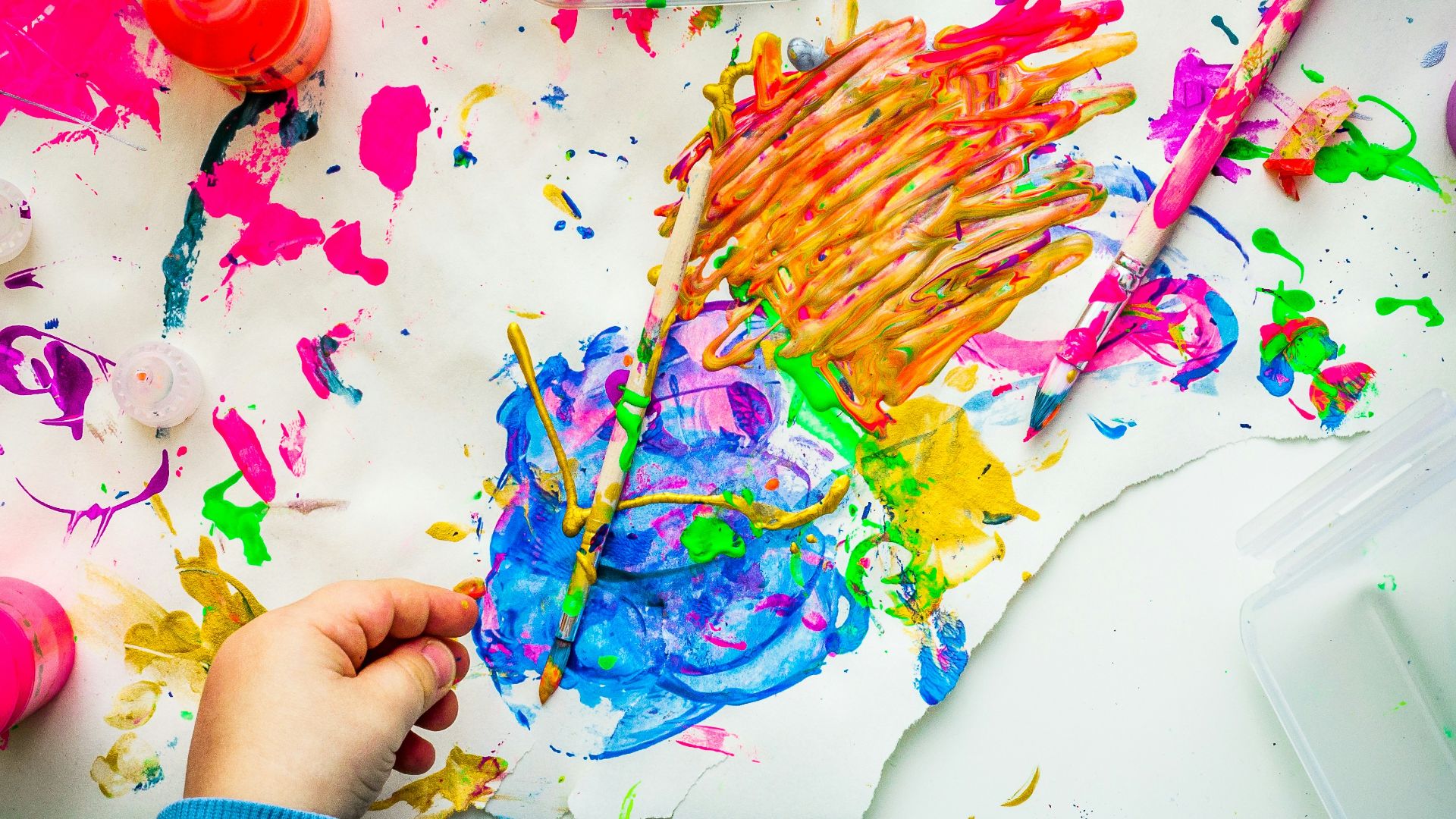 flat lay photography of paintings