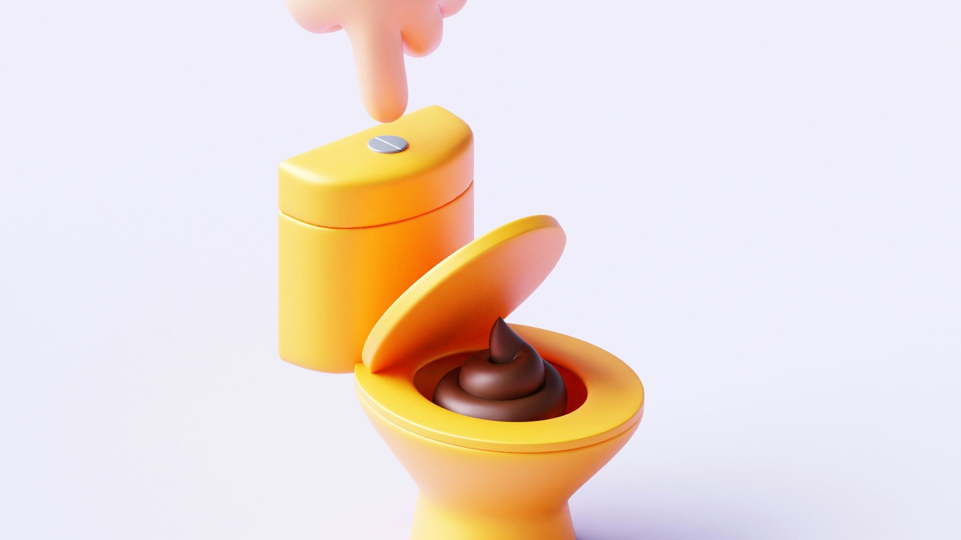 A toy toilet with the lid open and a person sticking their finger in the toilet
