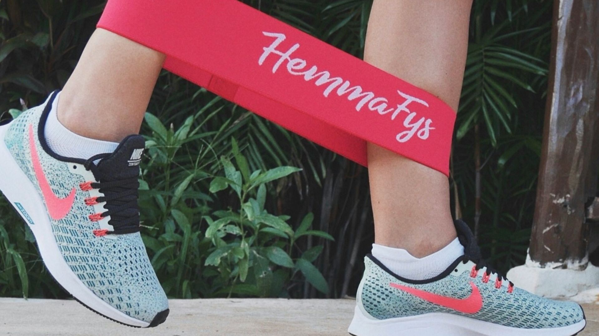 person with tension bands on legs