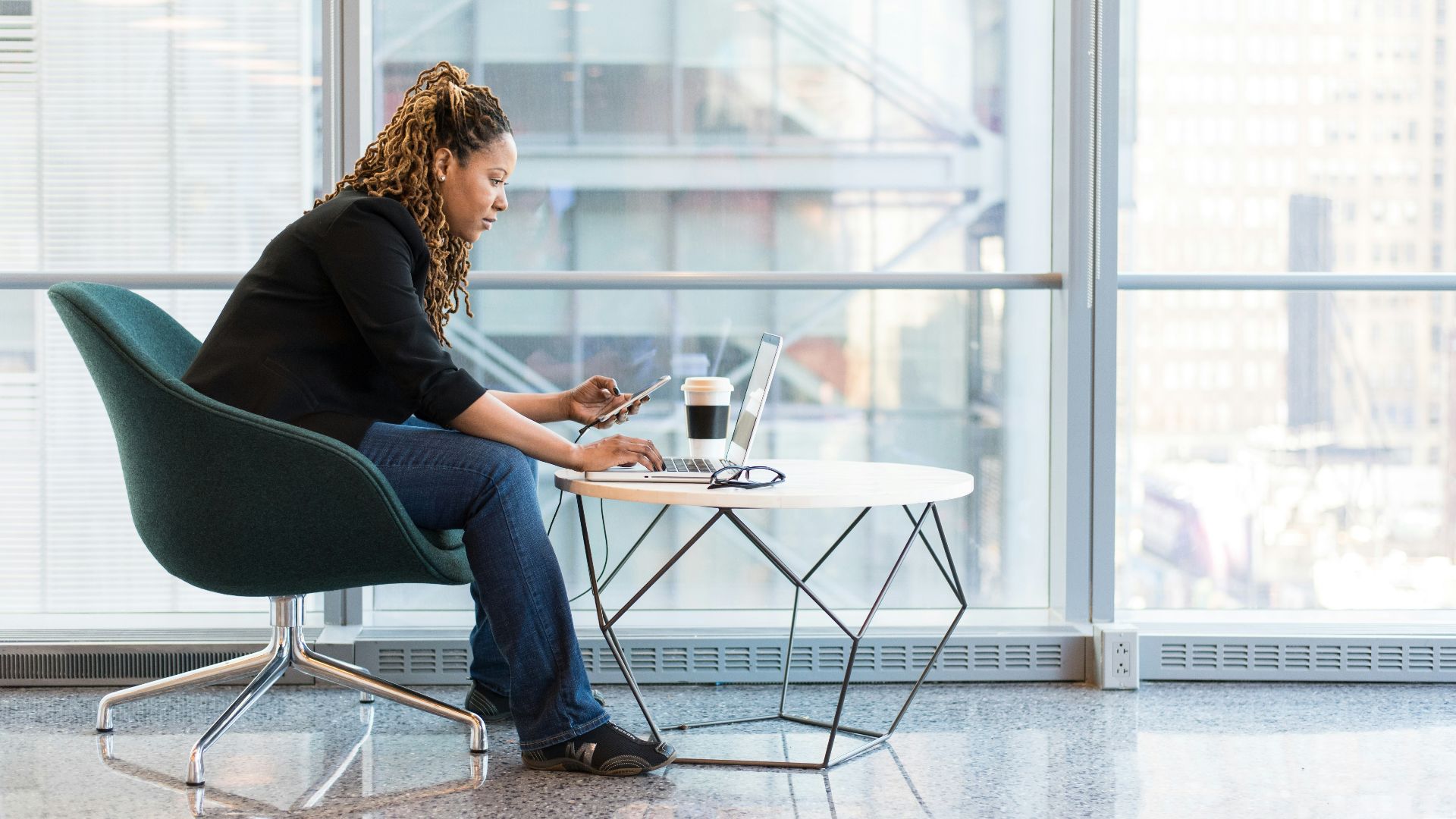 women's black elbow-sleeved blouse