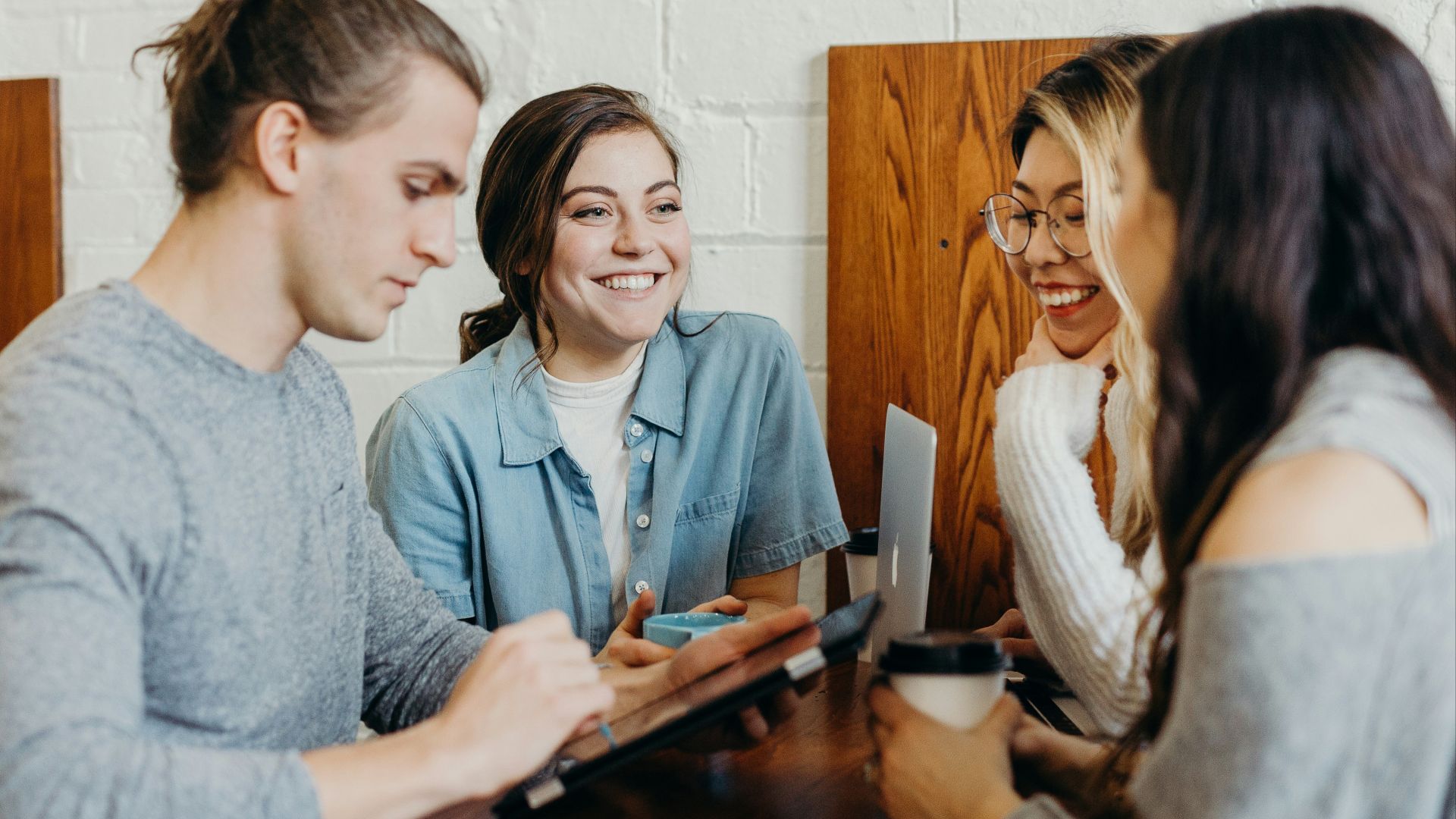 A group of friends at a coffee shop