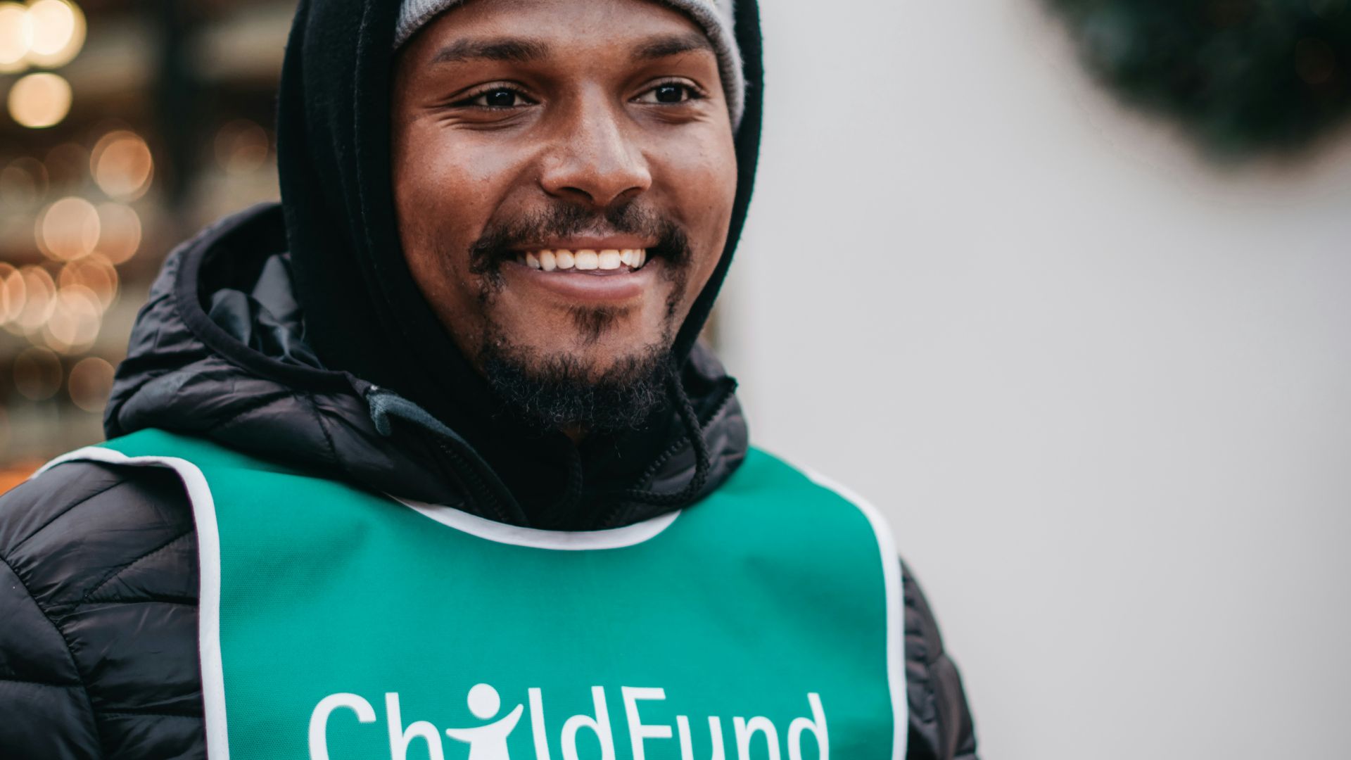 man wearing bib