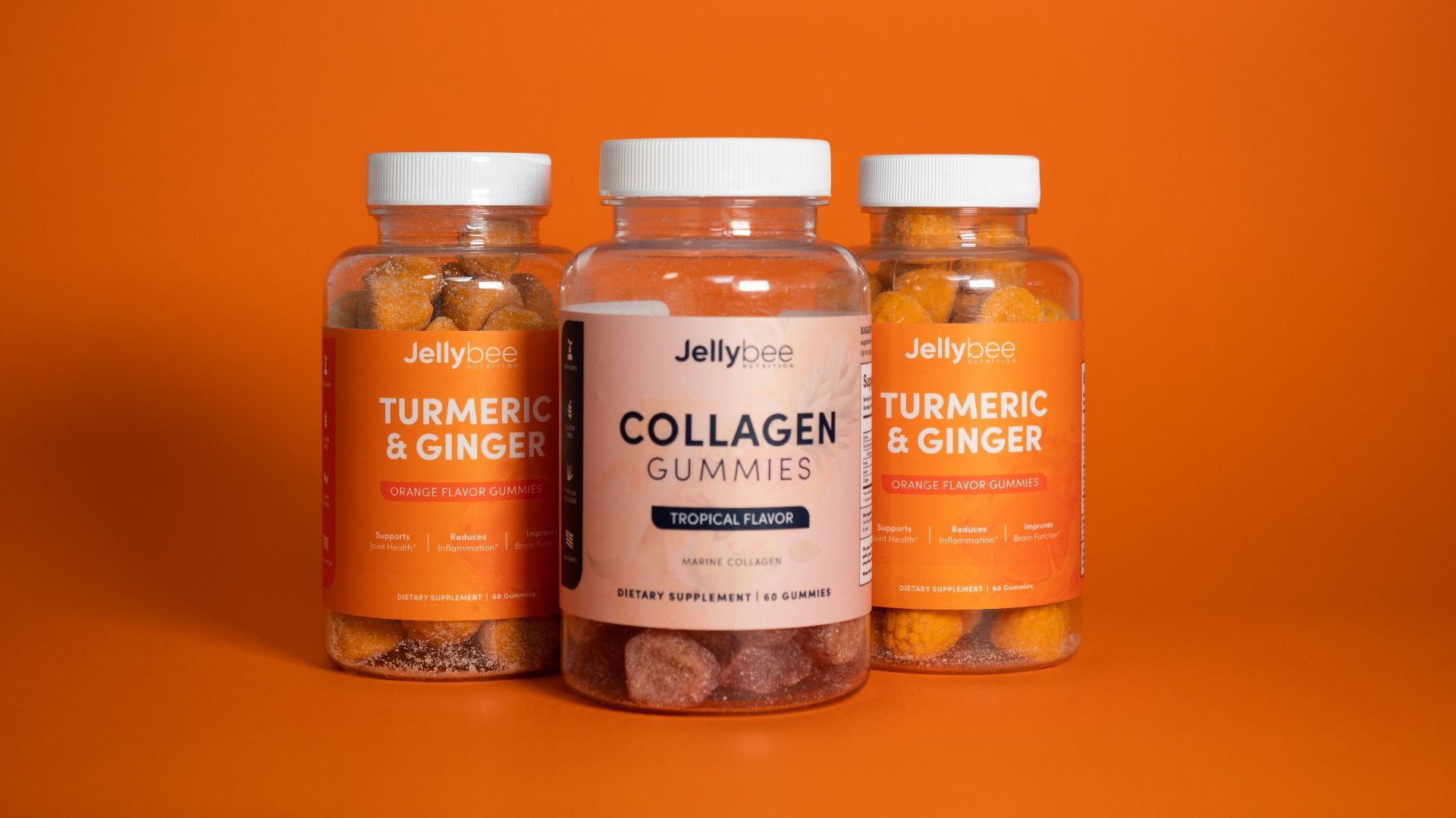 2 brown and white labeled bottles