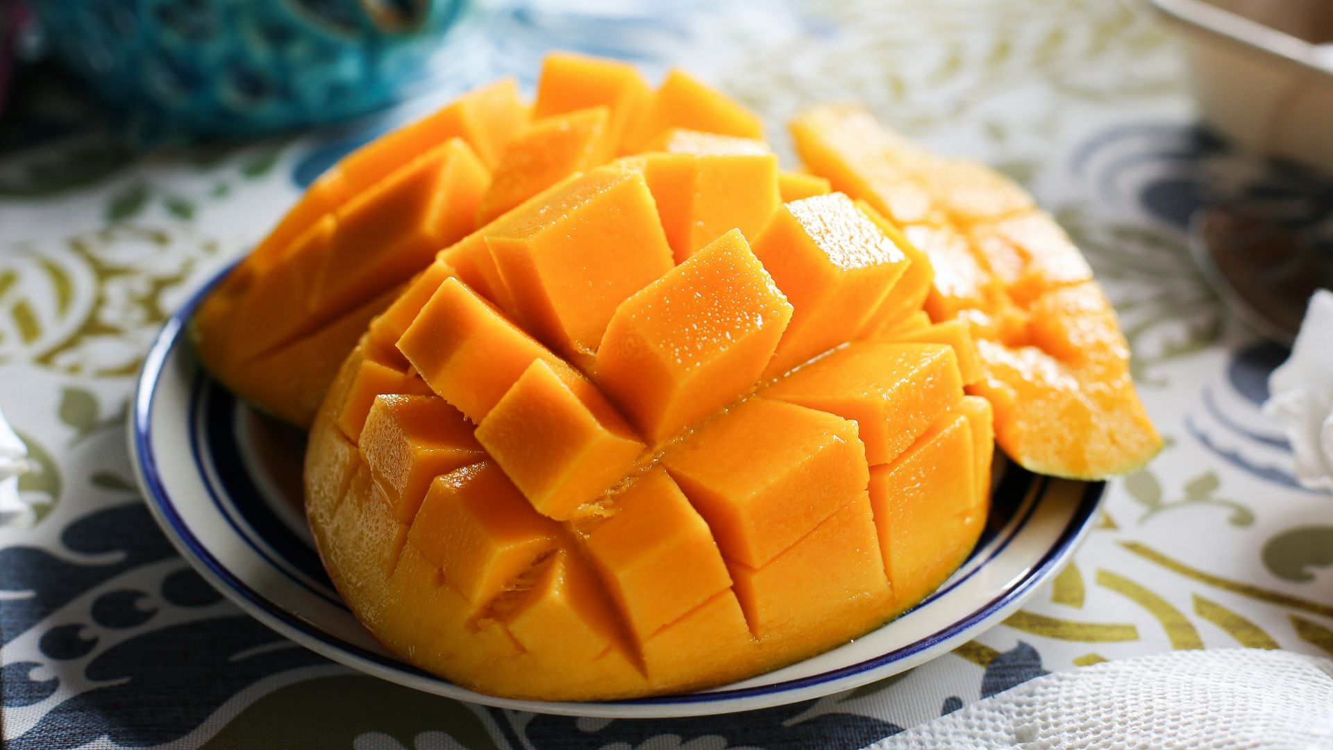 a close up of a plate of fruit on a table