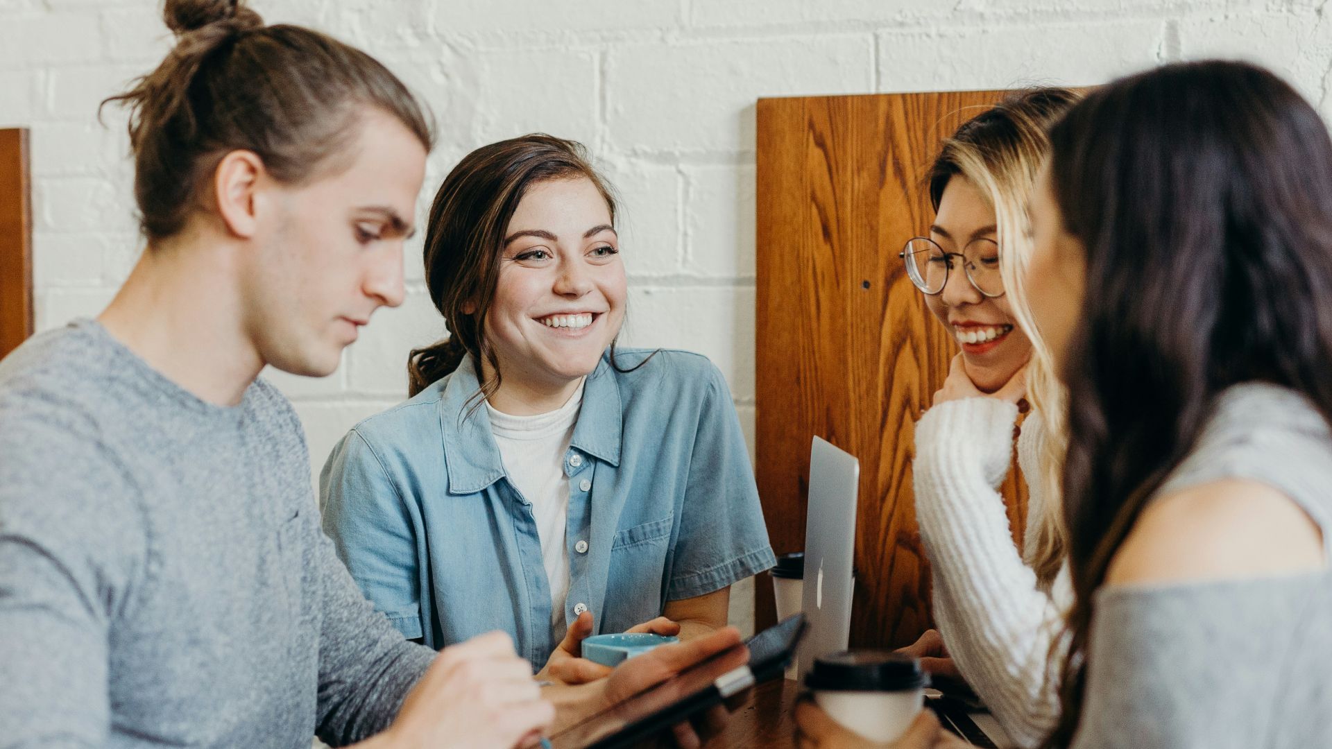 A group of friends at a coffee shop