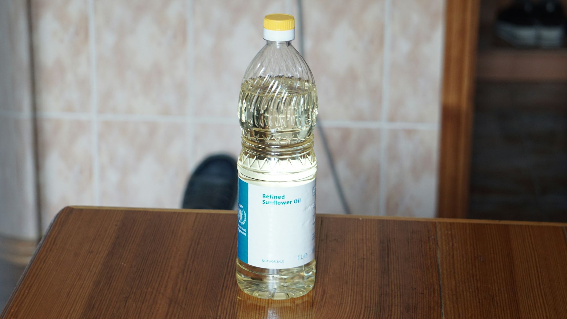 a bottle of water on a table