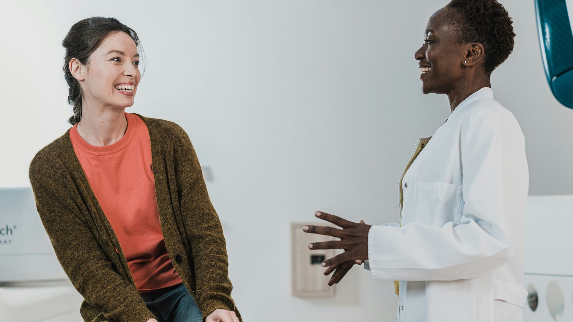 a man and a woman talking