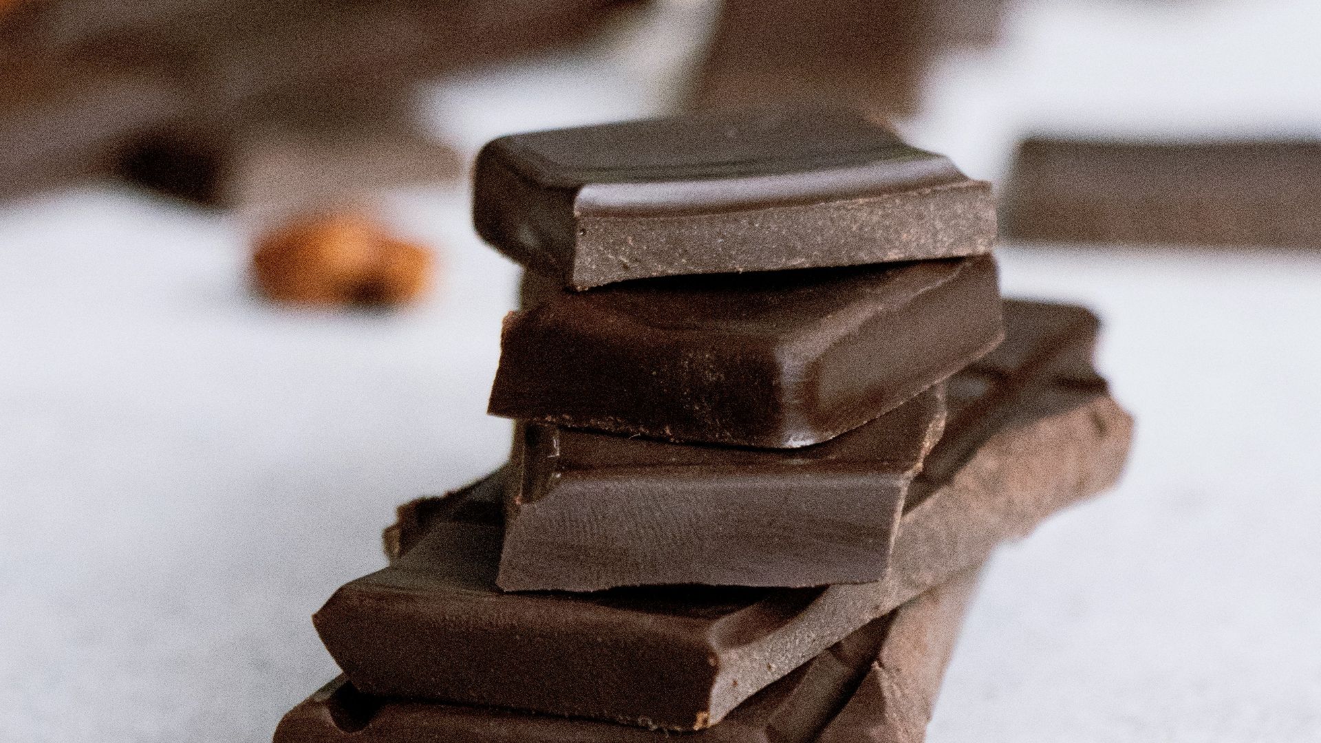 brown chocolate bars on white surface