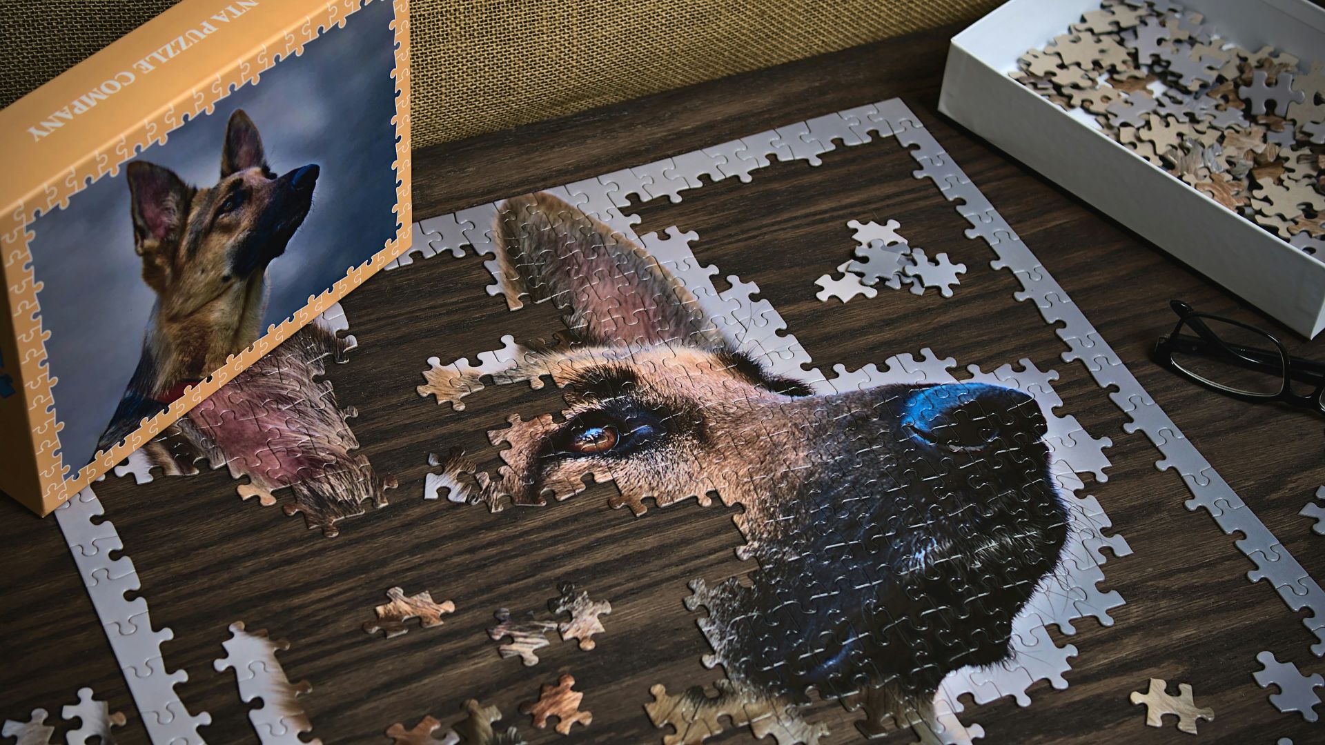 a puzzle with a picture of a dog on it