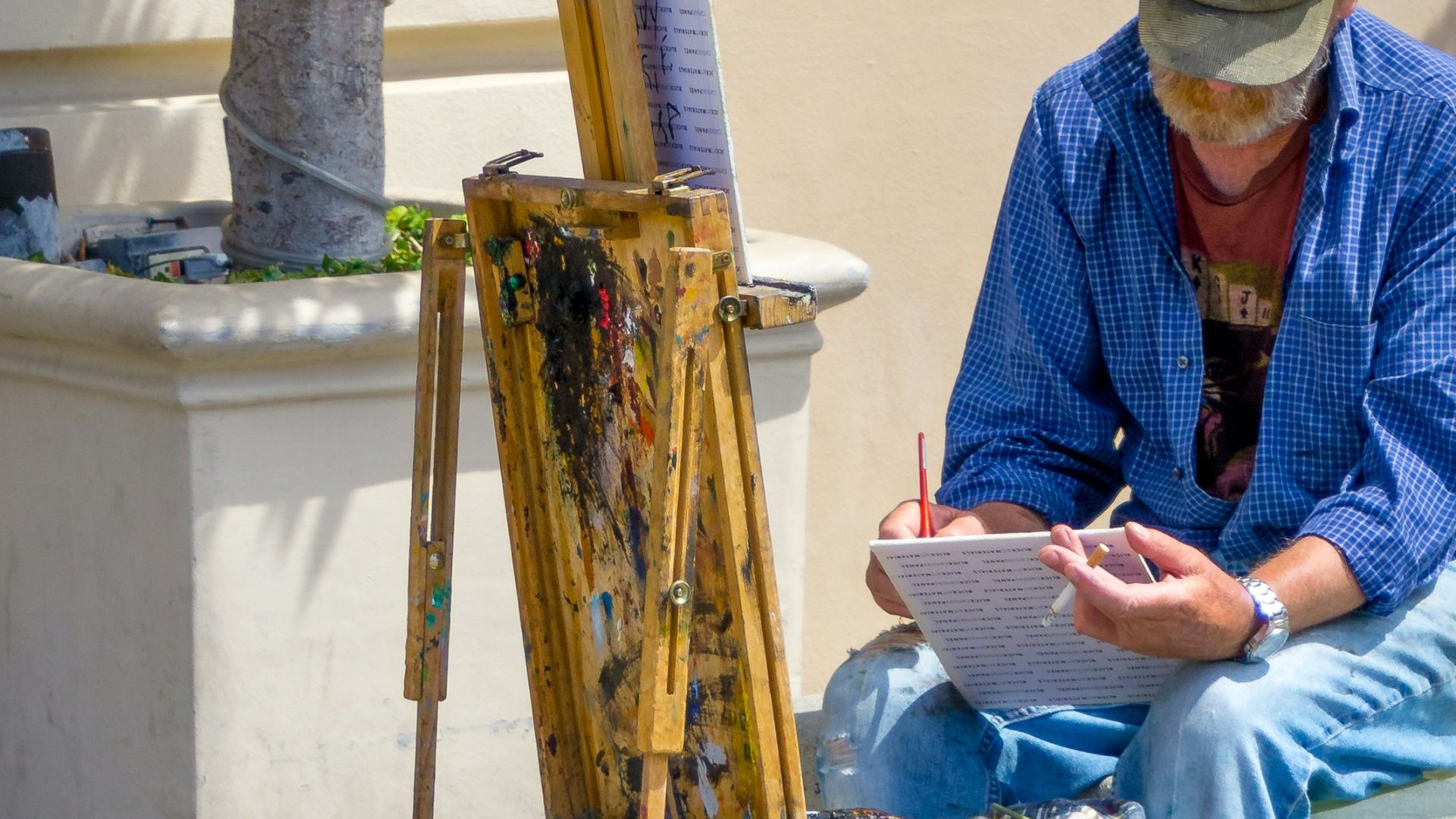 man painting