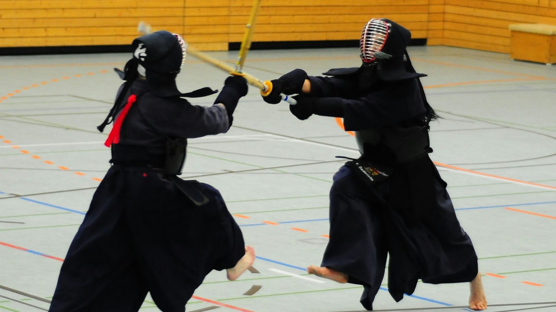 two person playing Japanese sword game