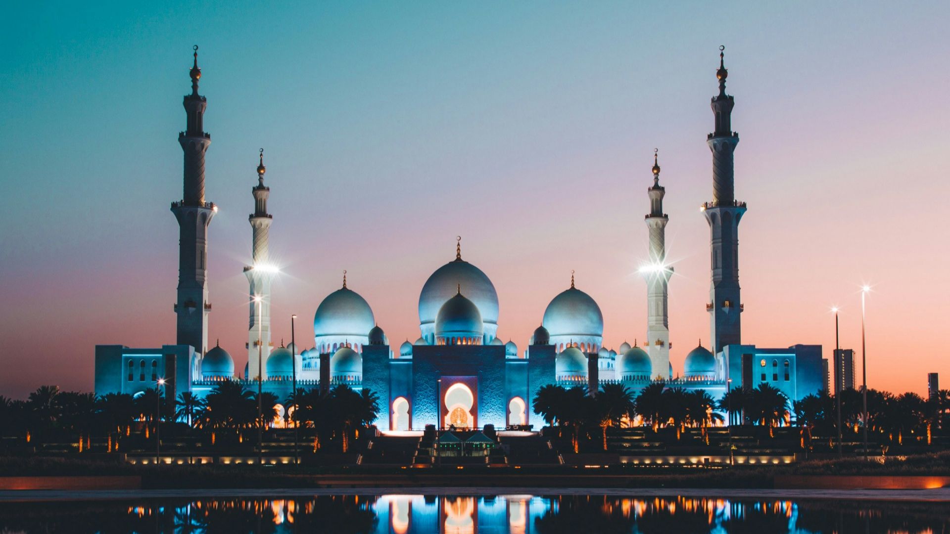 blue and beige concrete mosque
