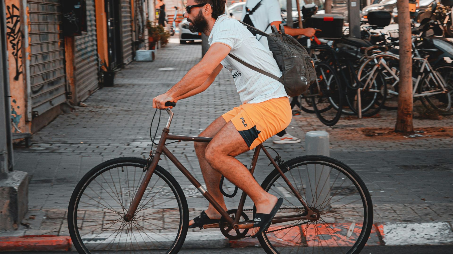 a person riding a bicycle