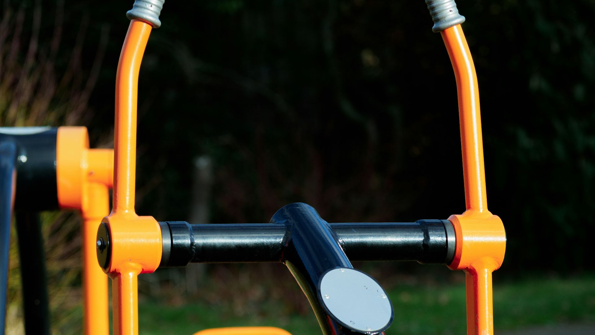 a close up of a playground equipment in a park