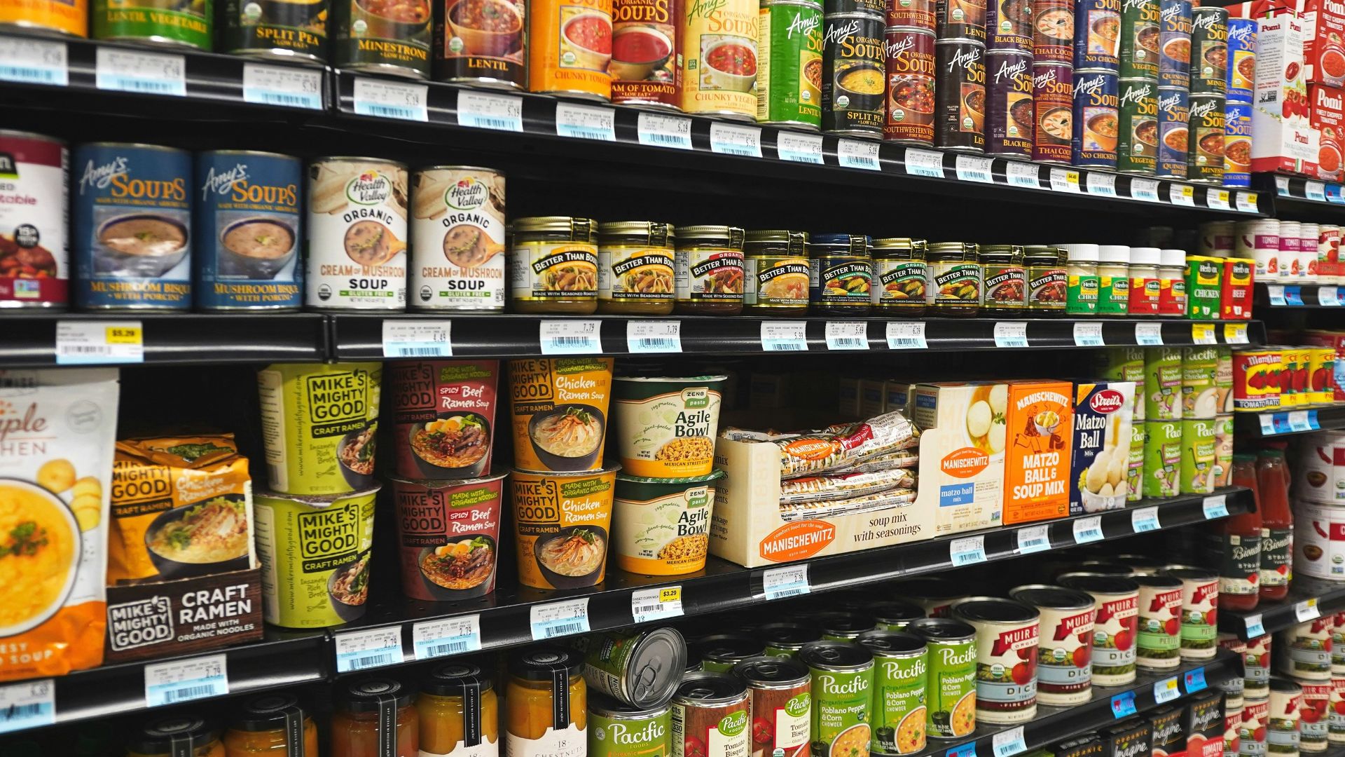 A grocery store filled with lots of food