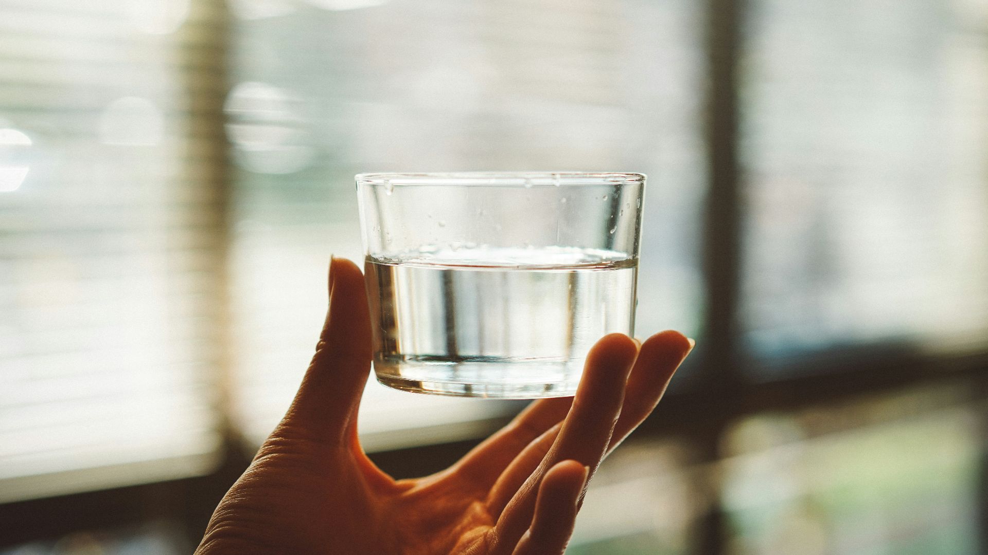 person holding clear glass cup with half-filled water