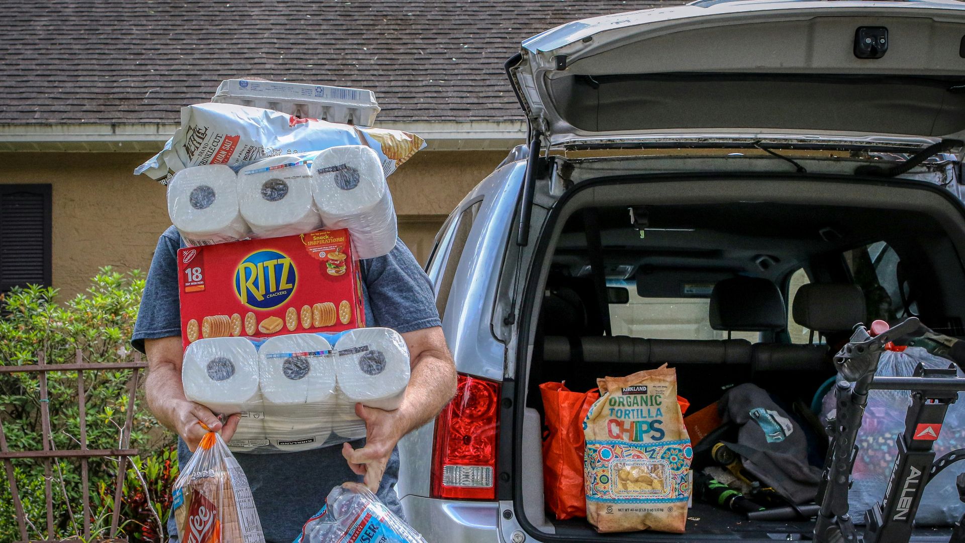white and blue plastic packs