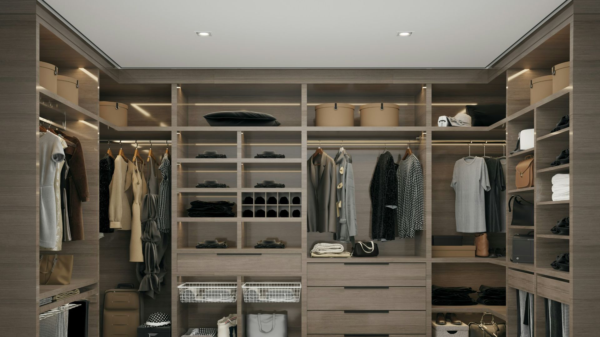a walk in closet filled with lots of clothes