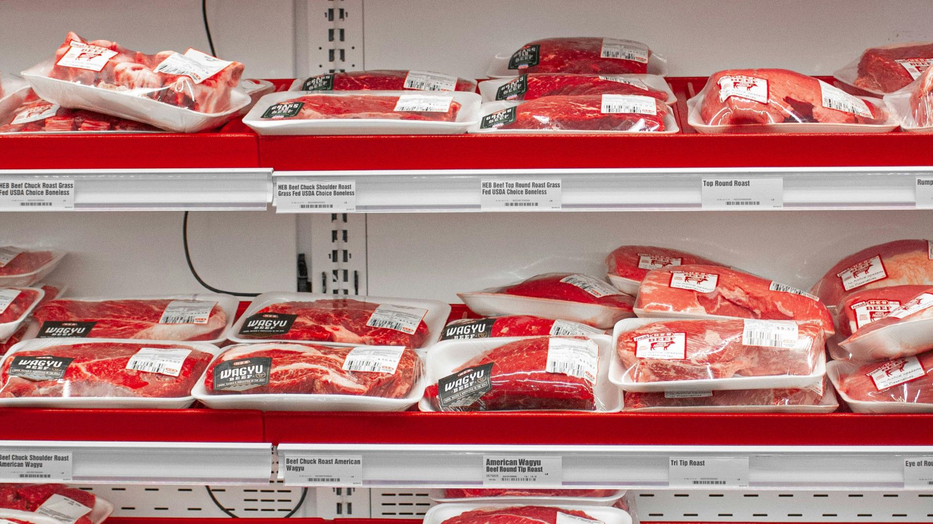 A display in a store filled with lots of meat