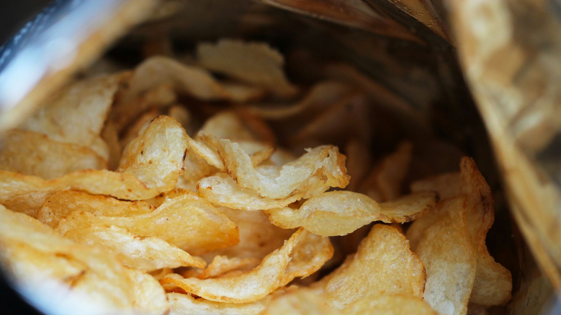 a close up of a bag of potato chips