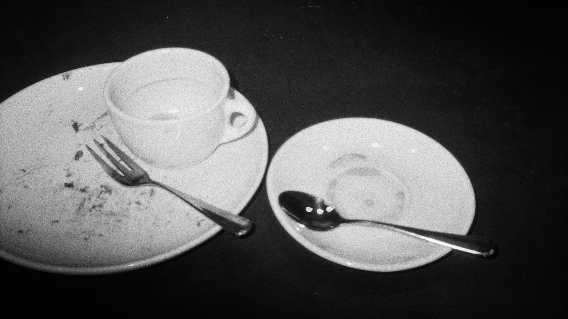 Dirty dishes with a fork and spoon