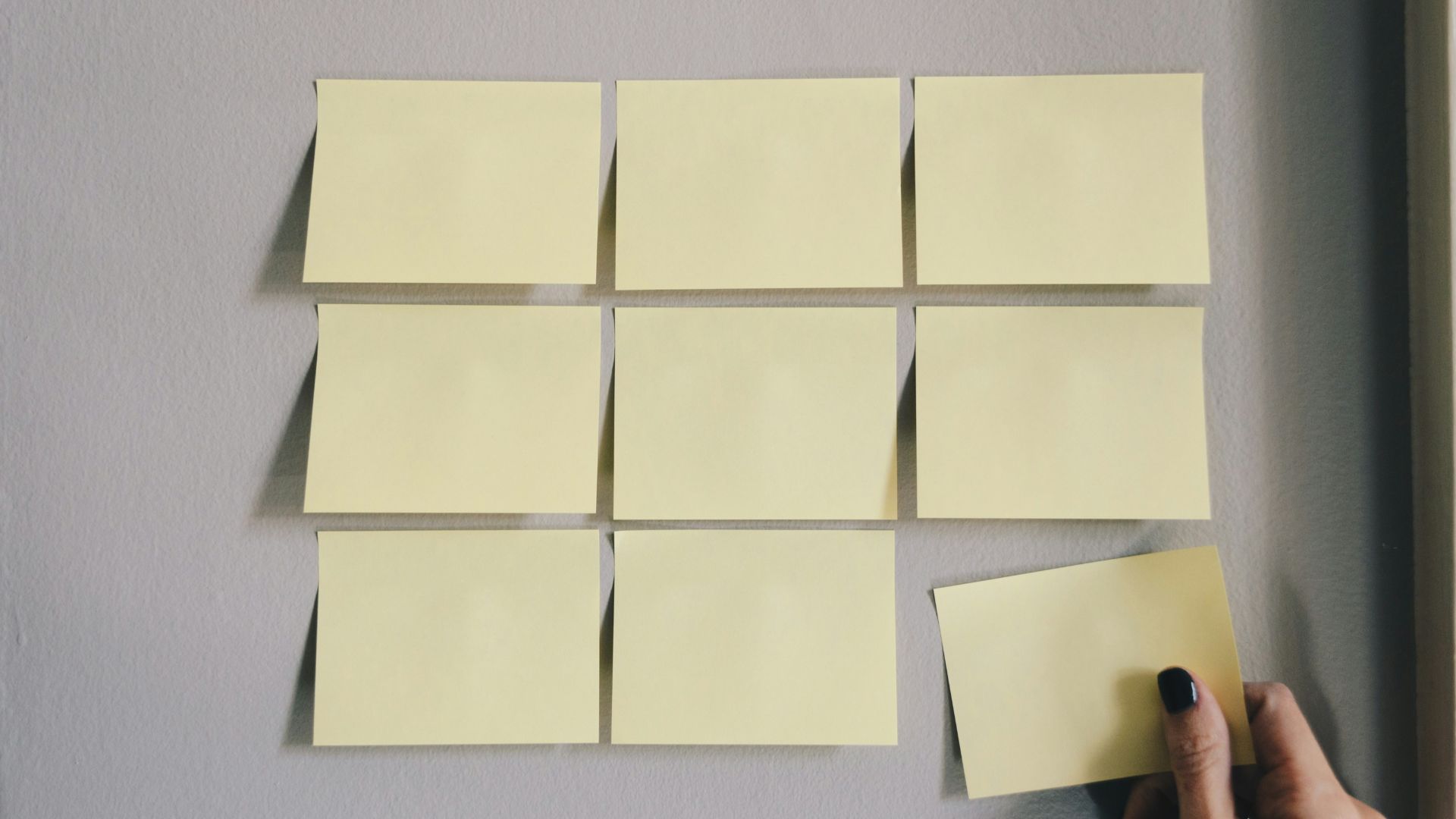 six white sticky notes