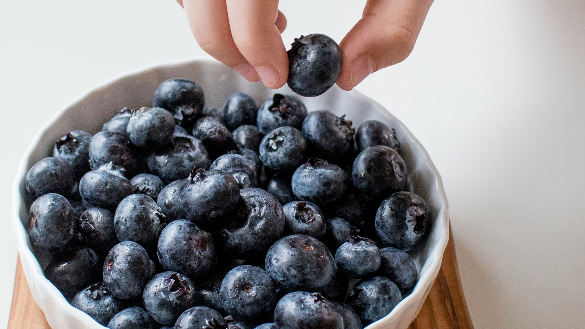 person holding bowl of black berries