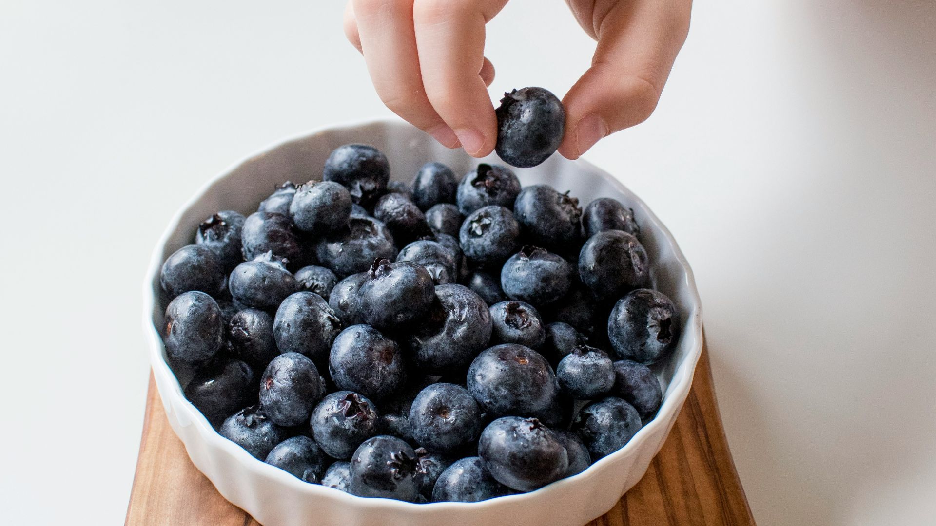 person holding bowl of black berries