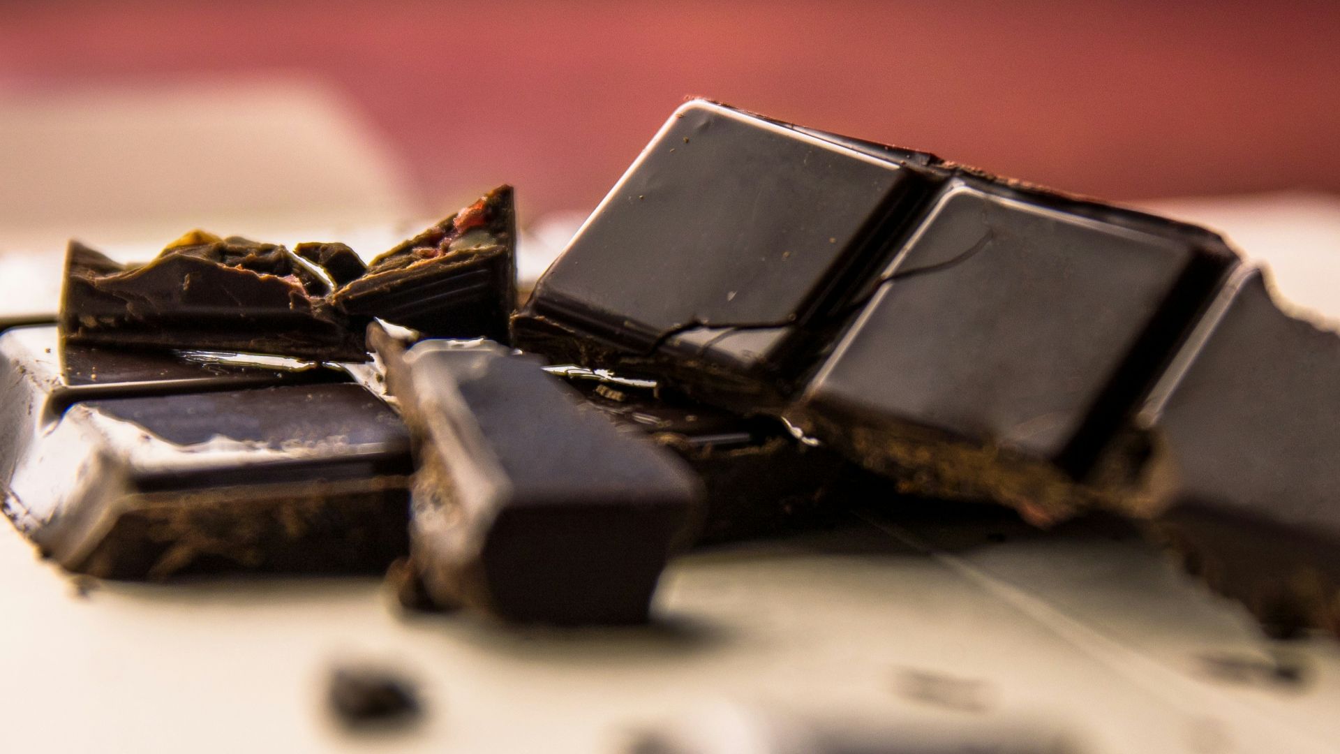 chocolate bar on white surface