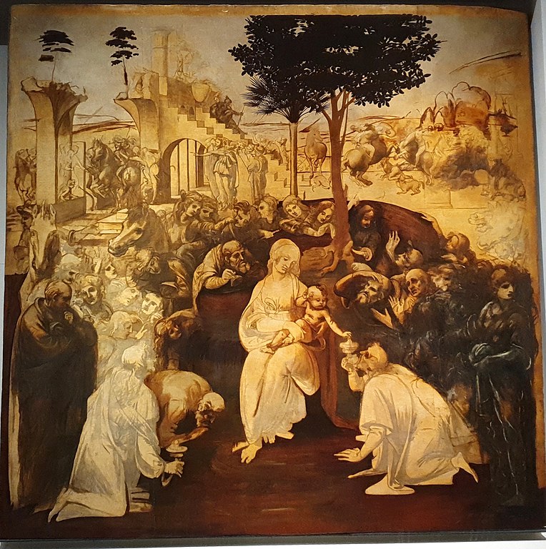 Adoration Of The Magi By Leonardo Da Vinci-Uffizi