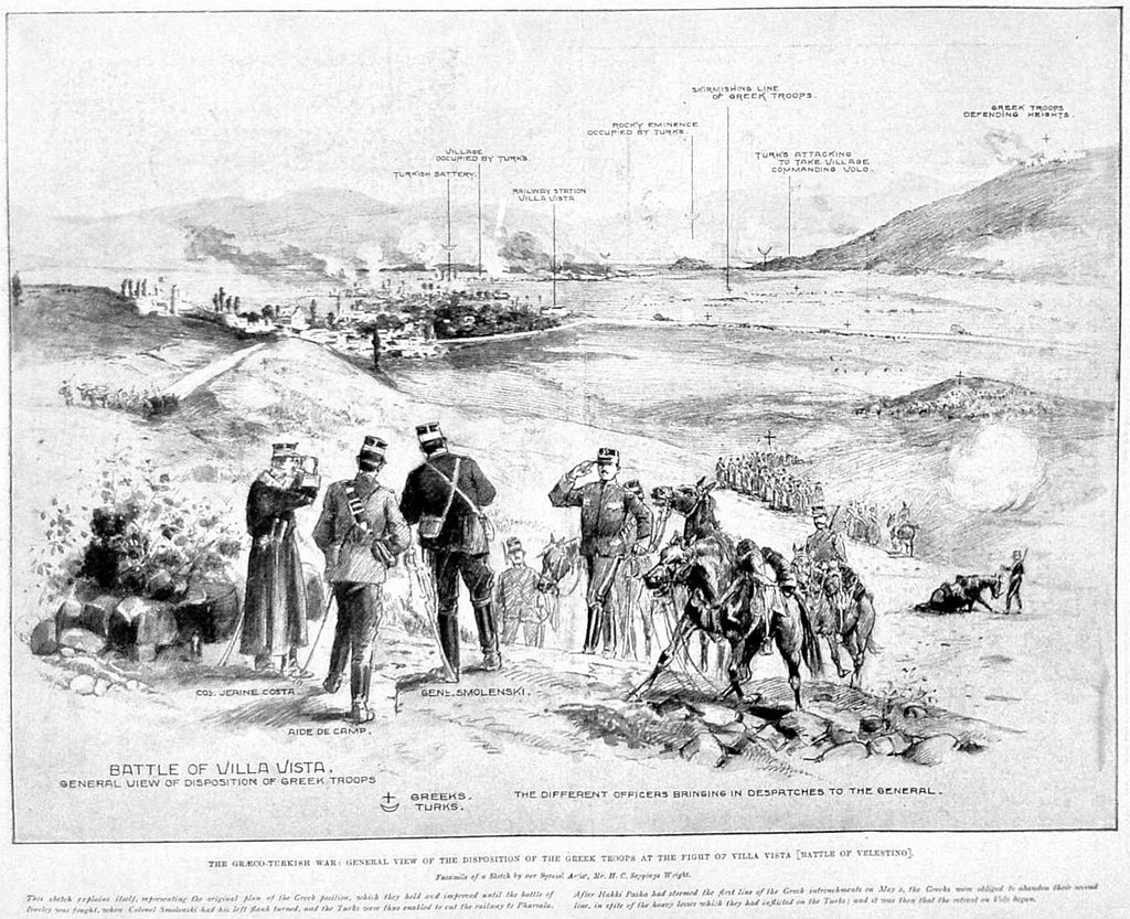 1024Px-The Graeco-Turkish War - General View Of The Disposition Of The Greek Troops At The Fight Of Villa Vista (Battle Of Velestino)